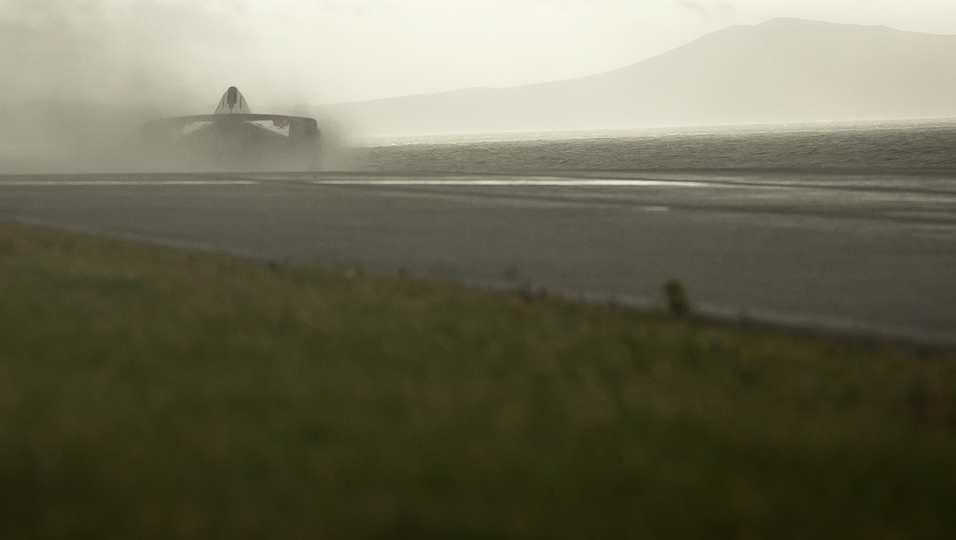 on the track in the wet